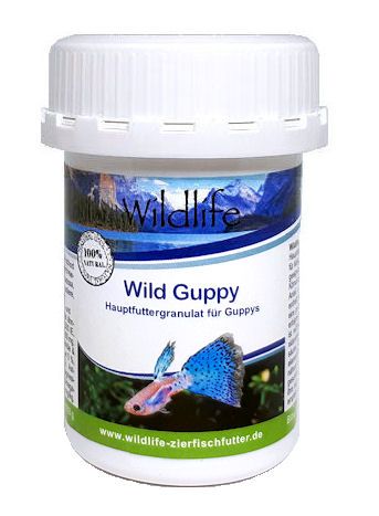 WILDLIFE Wild Guppy 45g (75ml) oder 130 (250ml)- Natürliches Hauptfuttergranulat für Guppy